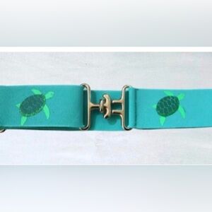 Stylish Equestrian Adjustable Elastic Teal turtle belt NWT